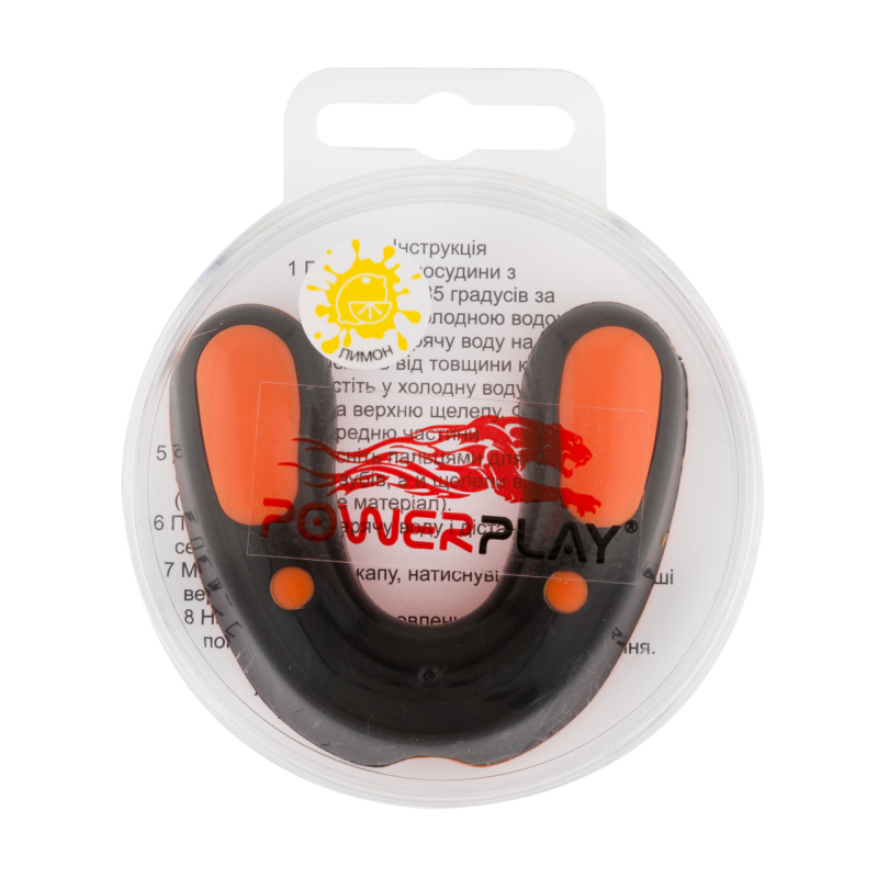 Капа боксерська PowerPlay 3315 SR Оранжево-Чорна зі смаком лемона