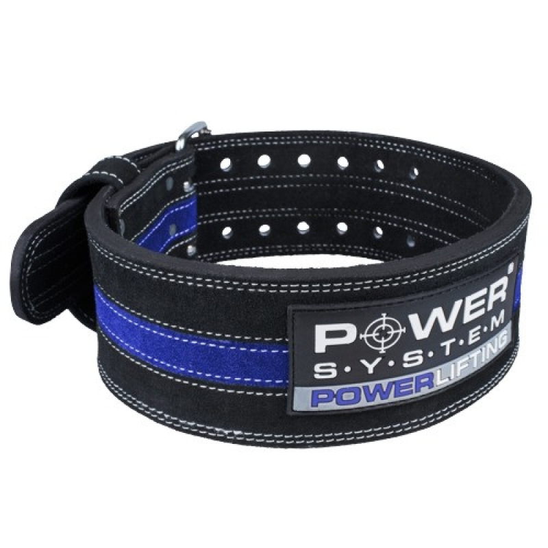 Пояс для пауерліфтингу Power System PS-3800  PowerLifting шкіряний Black/Blue Line XL
