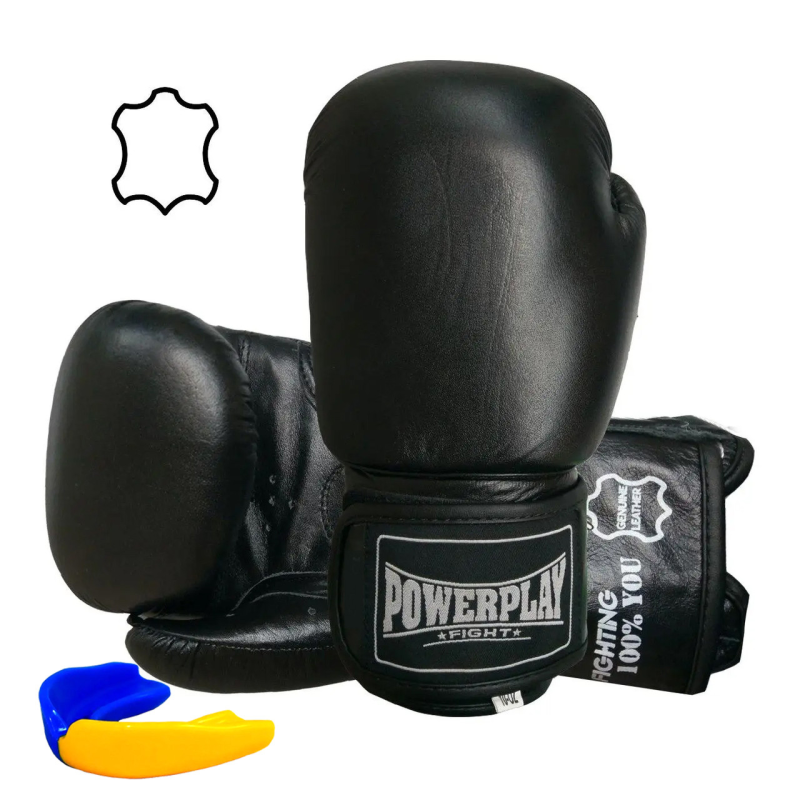 Боксерські рукавиці PowerPlay 3087 Magnum Чорні [натуральная кожа] 18 унций