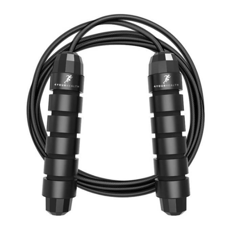 Скакалка швидкісна з протиковзкими ручками 4yourhealth Premium Skip Rope 3m на підшипниках 0149 Чорна