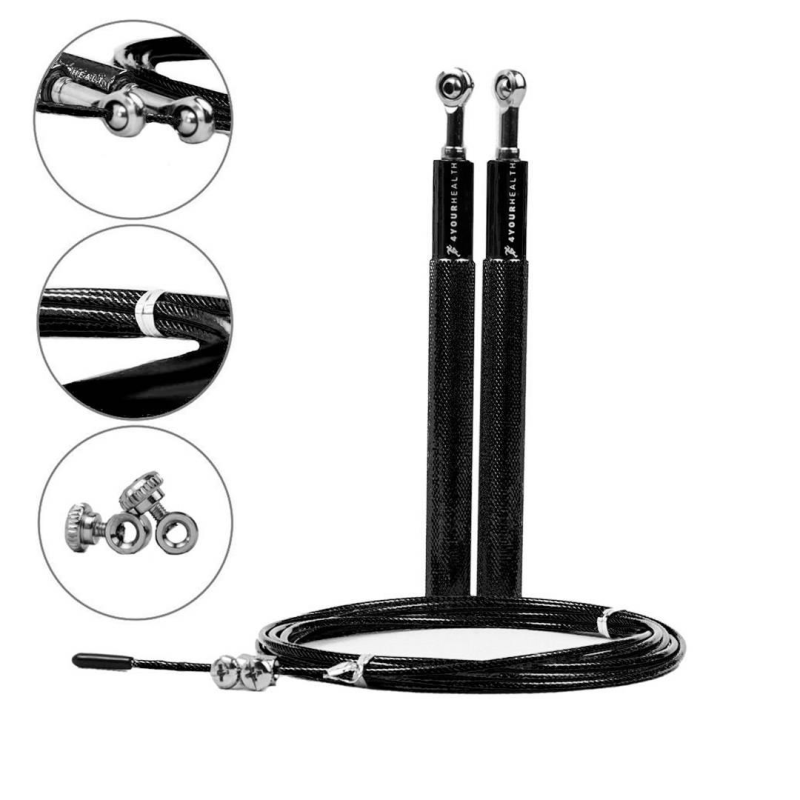 Скакалка швидкісна 4yourhealth Jump Rope Premium 3м металева на підшипниках 0217 Чорна