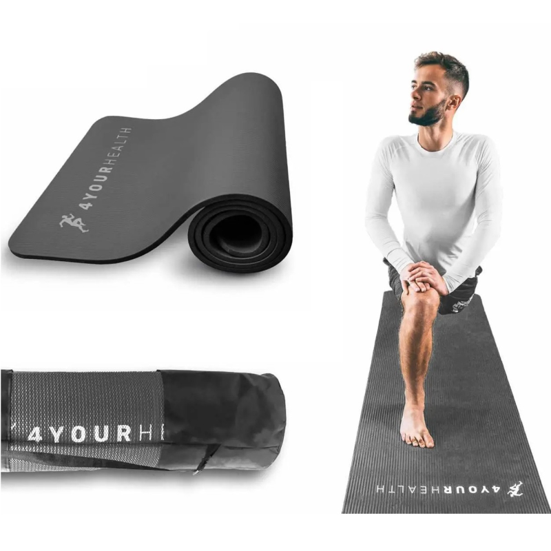 Килимок для йоги та фітнесу + чохол 4yourhealth Fitness Yoga Mat 0118 (180*61*1см) Сірий