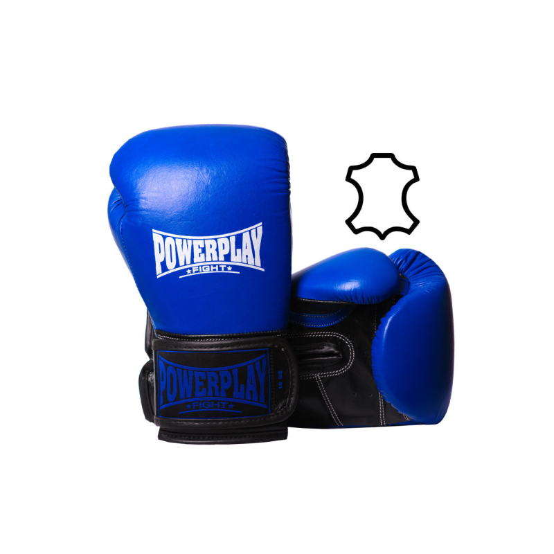 Боксерські рукавиці PowerPlay 3015 Сині (натуральна шкіра) 12 унцій
