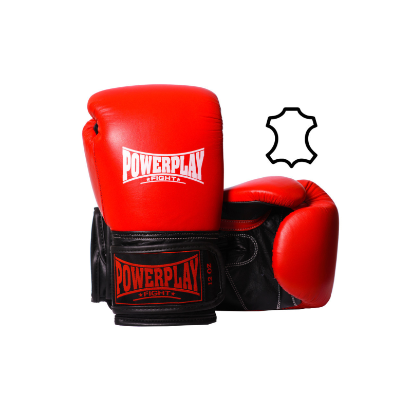 Боксерські рукавиці PowerPlay 3015 Червоні (натуральна шкіра) 12 унцій