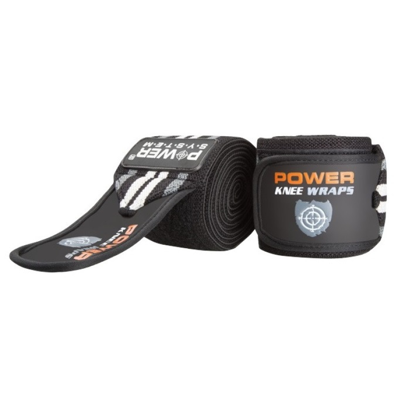 Бинти на коліна Power System PS-3700 Knee Wraps Grey/Black (пара)