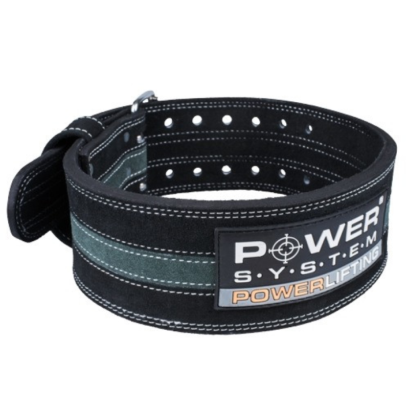 Пояс для пауерліфтингу Power System PS-3800  PowerLifting шкіряний Black/Grey Line M