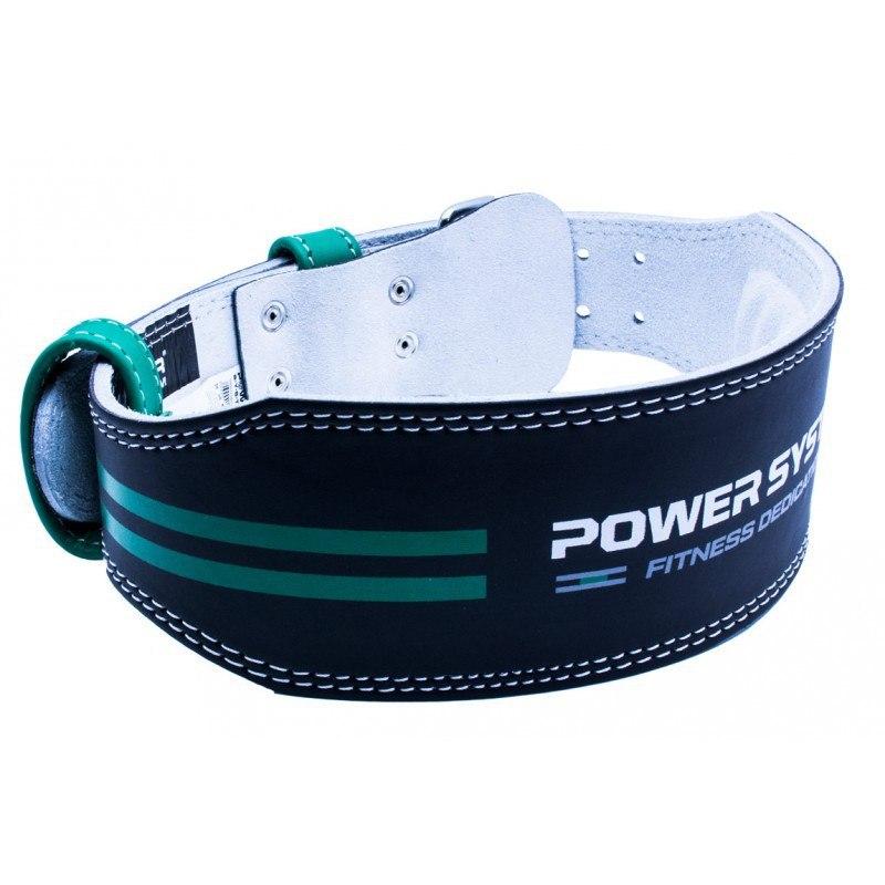 Пояс для важкої атлетики Power System PS-3260 Fitness Dedication шкіряний Black/Green XXL