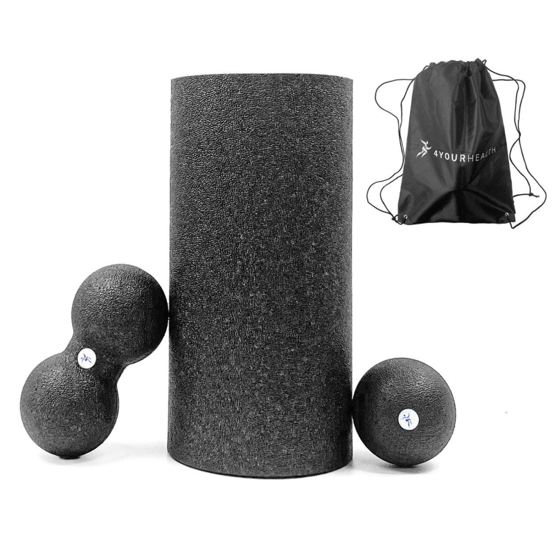 Набір для йоги 4yourhealth роллер + 2 масажні м“ячі  2433 Чорний