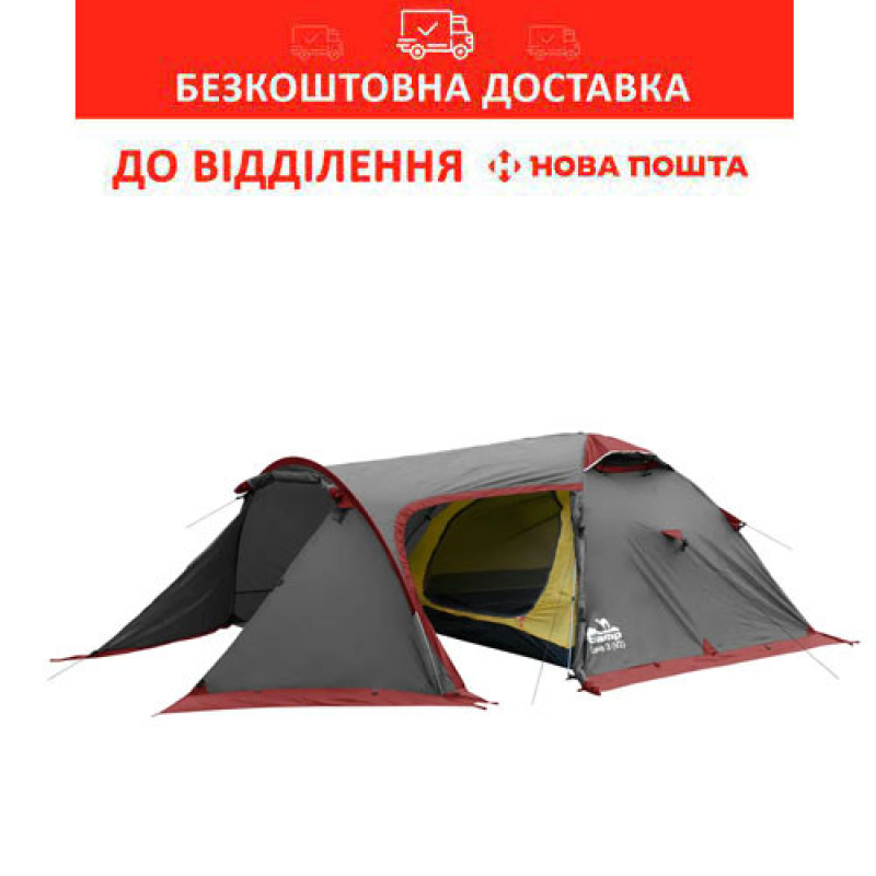 Тримісний експедиційний намет Tramp Cave 3 (v2) Сірий (TRT-021)