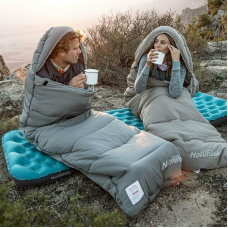 Спальник з капюшоном Naturehike M400 NH20MSD02, down cotton, сірий