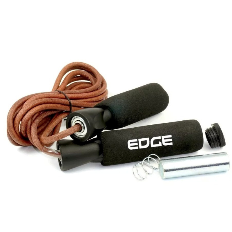 Скакалка шкіряна EDGE Pro Line 300см. з обважювачами ESK-2 чорна
