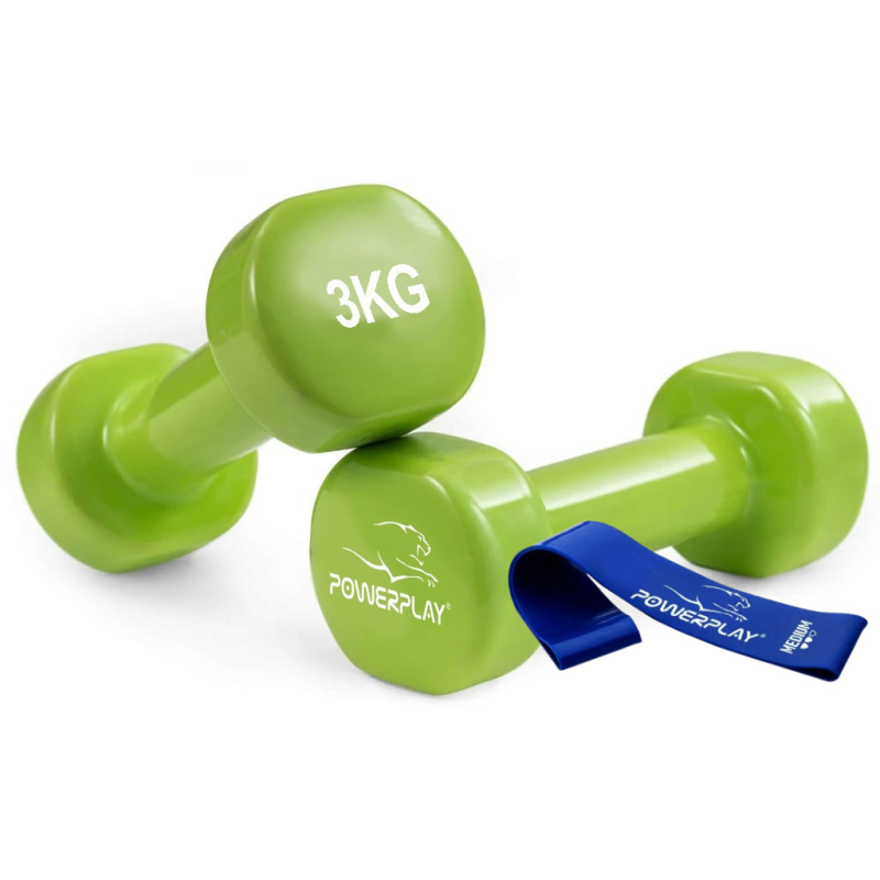 Гантелі вінілові PowerPlay 4125 Achilles 2*3 кг. Зелені (пара - 2шт.)