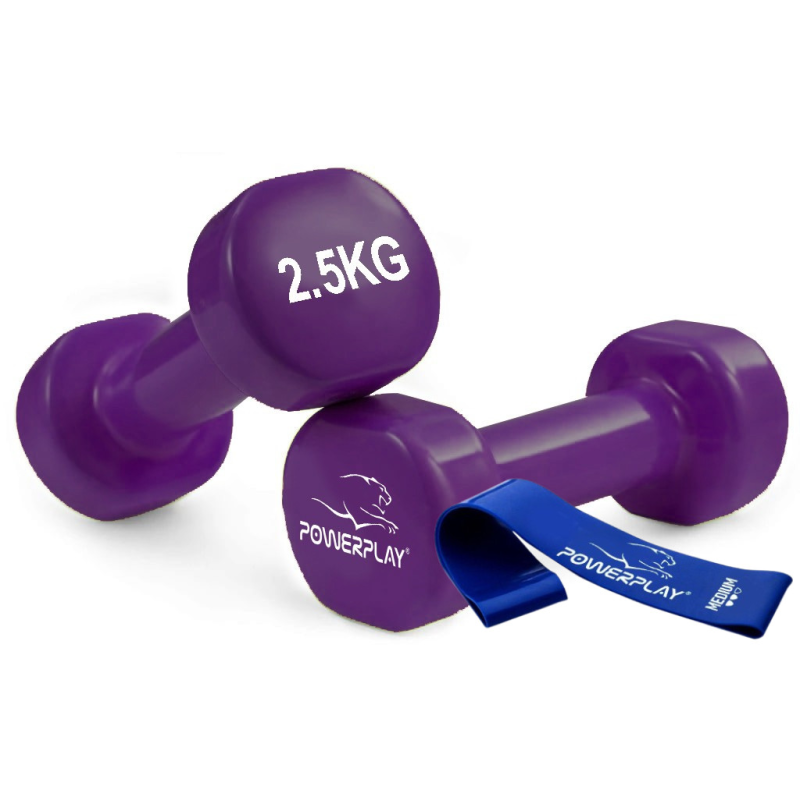 Гантелі вінілові PowerPlay 4125 Achilles 2*2.5 кг. Фіолетові (пара - 2шт.)