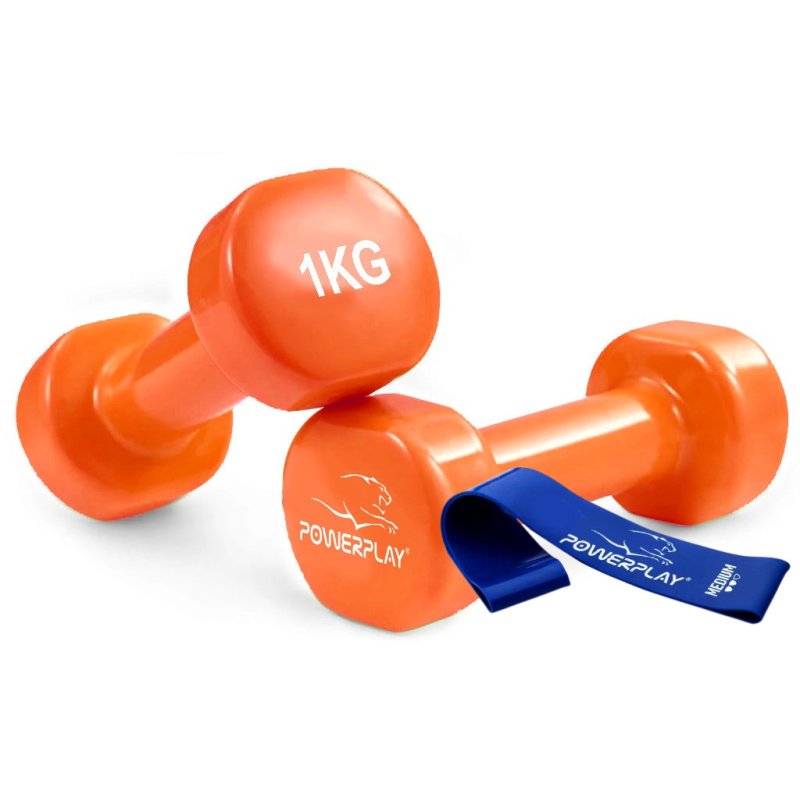 Гантелі вінілові PowerPlay 4125 Achilles 2*1 кг. Помаранчеві (пара - 2шт.)