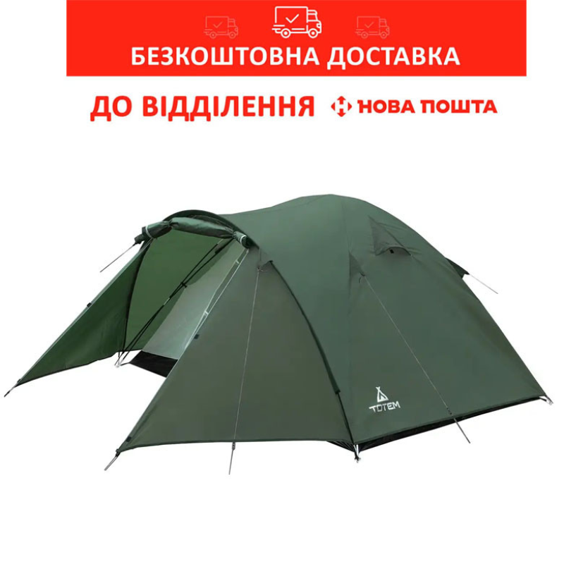 Намет туристичний Totem Chinook 4 (v2) зелений (TTT-017) (UTTT-017)