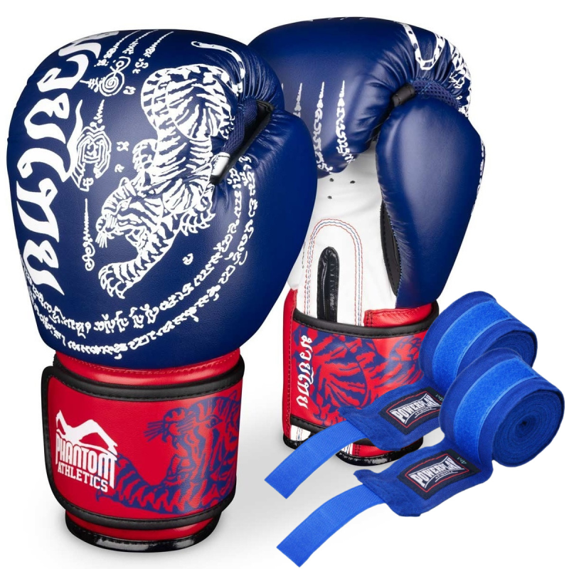 Боксерські рукавиці Phantom Muay Thai Blue 10 унцій (капа в подарунок) Боксерські рукавиці Phantom Muay Thai Blue 10 унцій (капа в подарунок)