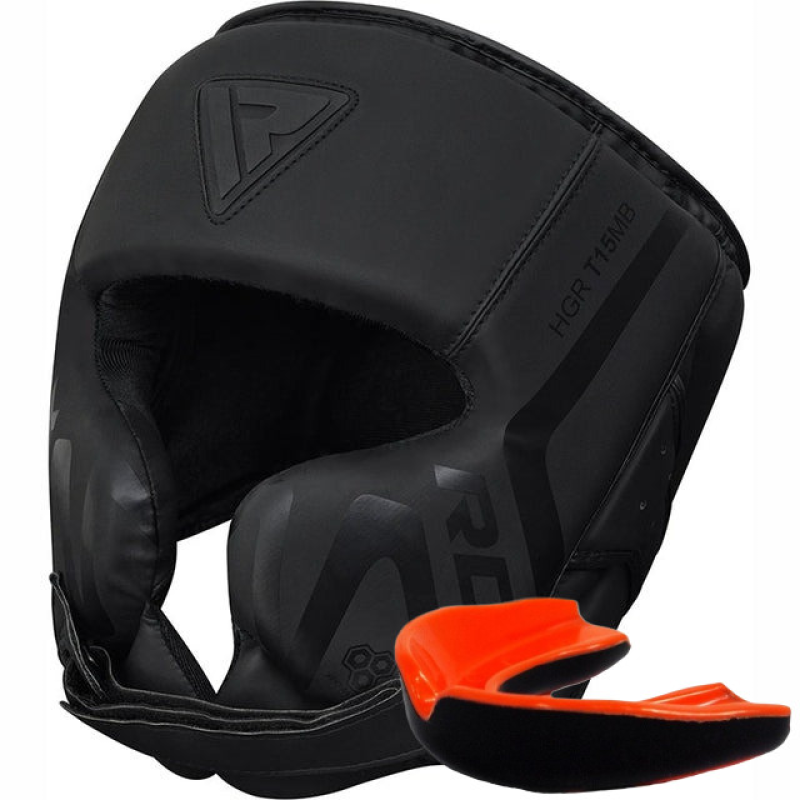 Боксерський шолом RDX T15 Noir Cheek Protector Matte Black M