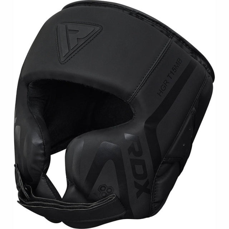 Боксерський шолом RDX T15 Noir Cheek Protector Matte Black  XL