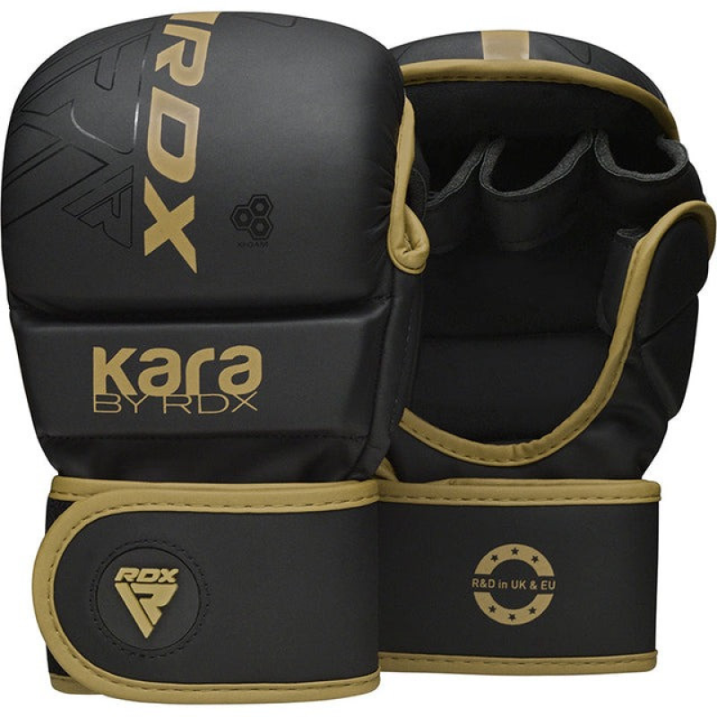 Рукавиці для ММА (Греплінгові рукавички) RDX F6 KARA Matte Golden Plus L/XL