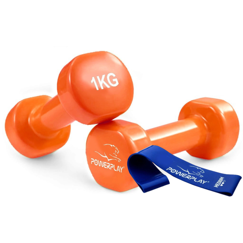 Гантелі вінілові PowerPlay  2 * 1 кг. PP_4103 Помаранчеві (2шт. - пара)