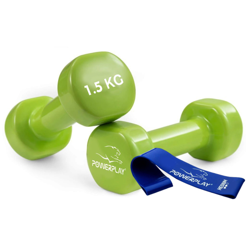 Гантелі вінілові PowerPlay  2 * 1,5 кг. PP_4103 Зелені (2шт. - пара)