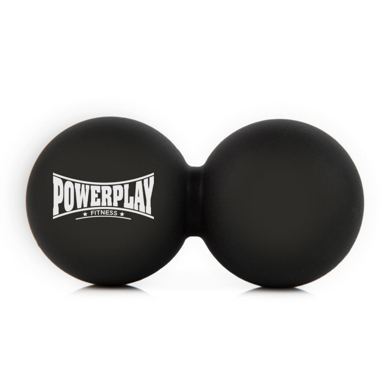 Масажний силіконовий подвійний м“яч PowerPlay PP-4355 Silicone Lacrosse Peanut Ball (6.3*12.6см.) Чорний