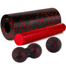 Масажний набір PowerPlay PP_4015 EPP Foam Roller Set 4in1 (2-ва роли + 2-ва м“ячі) Чорно-червоний