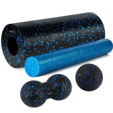 Масажний набір PowerPlay PP_4015 EPP Foam Roller Set 4in1 (2-ва роли + 2-ва м“ячі) Чорно-синій