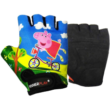 Велорукавички дитячі PowerPlay 5473 Peppa Pig голубі XS (вік 7-9 років)