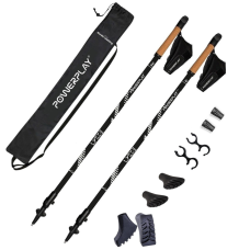 Палиці для скандинавської ходьби PowerPlay 9111 Lykke Black/White 80-135 см (пара)  + 2-ві пари чобітків +