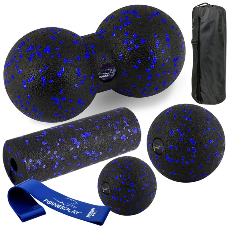 Набір для масажу та йоги PowerPlay PP_4093 EPP (3 м“ячики + валик масажер 15*5,3см.) Blue + резинка 7,5кг. Набір для масажу та йоги PowerPlay PP_4093 EPP (3 м“ячики + валик масажер 15*5,3см.) Blue + резинка 7,5кг.