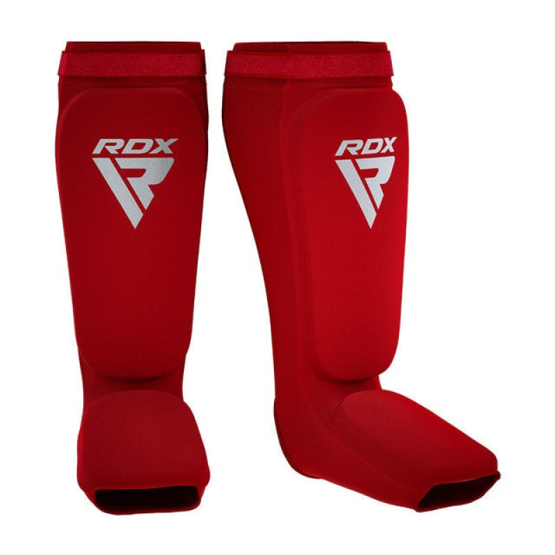 Защита голени и стопы RDX Shin Instep Foam Red/White S Защита голени и стопы RDX Shin Instep Foam Red/White S