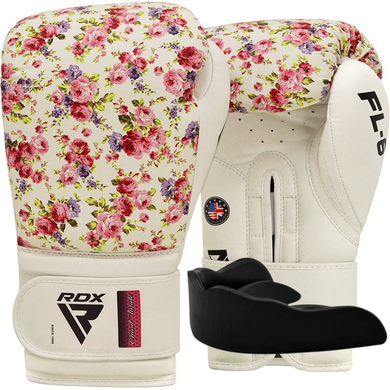 Боксерські рукавиці RDX  FL-6 WHITE-12 унцій (капа в комплекті)