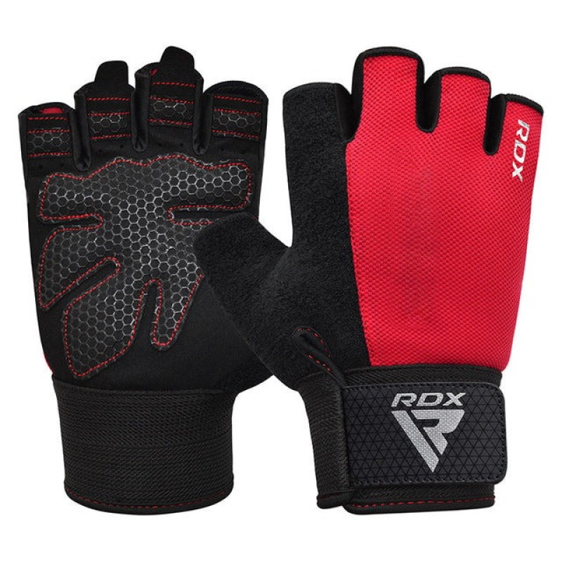 Рукавички для фітнесу RDX W1 HALF RED PLUS-S Рукавички для фітнесу RDX W1 HALF RED PLUS-S