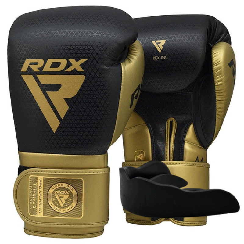 Боксерські рукавиці RDX MARK PRO SPARRING TRI LIRA 2 GOLDEN-12 унцій (капа в комплекті)