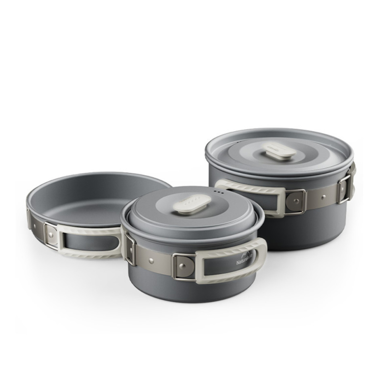 Набір посуду (2 каструлі, сковорідка) Naturehike CNK2450CF010, алюміній