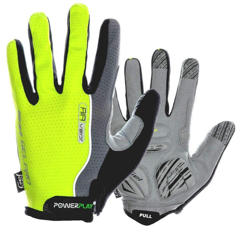 Велорукавиці PowerPlay 6551 Салатово-сірі XXL