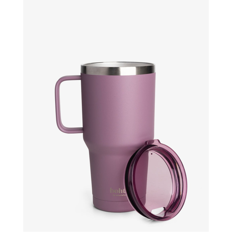 Термостакан (ізольована чашка) Bohtal з ручкою з нержавіючої сталі Tumbler Plum 900 ml Термостакан (ізольована чашка) Bohtal з ручкою з нержавіючої сталі Tumbler Plum 900 ml