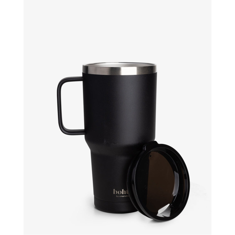 Термостакан (ізольована чашка) Bohtal з ручкою з нержавіючої сталі Tumbler Black 900 ml