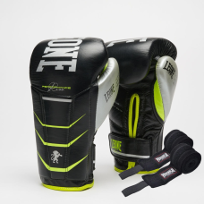 Боксерські рукавиці Leone GN110F REVO FLUO Black 14 унцій (бинти 4 м. в комплекті)