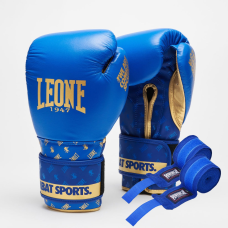 Боксерські рукавиці Leone GN220 DNA Blue 12 унцій (бинти 4 м. в комплекті)