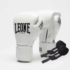 Боксерські рукавиці Leone GN111 THE GREATEST White 12 унцій (бинти 4 м. в комплекті)