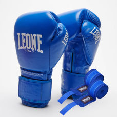 Боксерські рукавиці Leone GN111 THE GREATEST Blue 12 унцій (бинти 4 м. в комплекті)