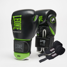 Боксерські рукавиці Leone GN115 PROFESSIONAL 2  Black 16 унцій (бинти 4 м. в комплекті)