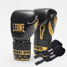 Боксерські рукавиці Leone GN220 DNA Black 10 унцій (бинти 4 м. в комплекті)
