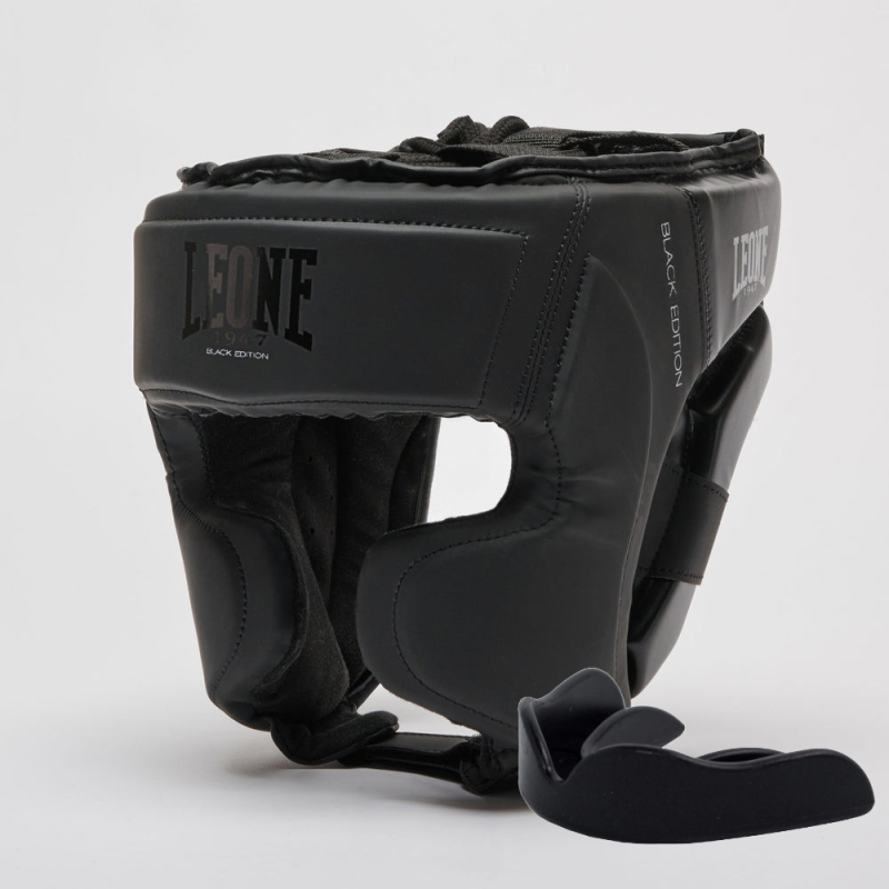 Боксерський шолом Leone CS435 BLACK Edition L (капа у комплекті)