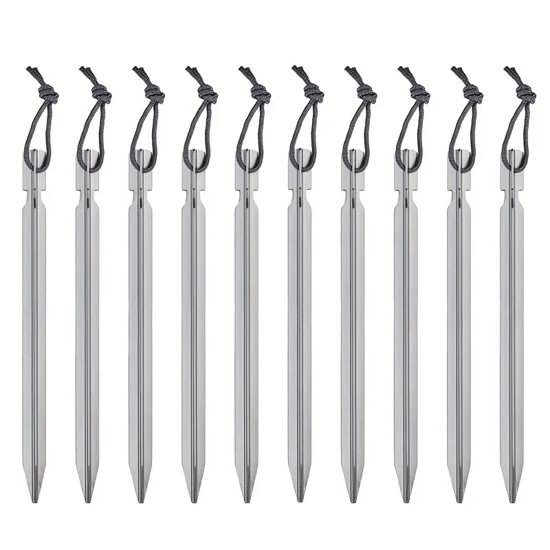 Трикутні металеві кілки для наметів з мотузкою 10 шт. (18 см) Сірий Трикутні металеві кілки для наметів з мотузкою 10 шт. (18 см) Сірий