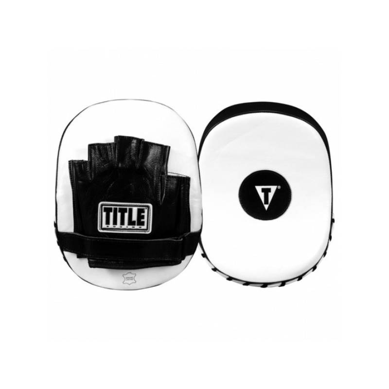Лапи боксерські TITLE Boxing Cobra Leather Punch Mitts Black/White Лапи боксерські TITLE Boxing Cobra Leather Punch Mitts Black/White