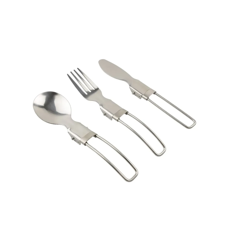 Набір туристичних столових приборів Tribe Compact з нержавіючої сталі (ложка, виделка, ніж + чохол) (T-FC-0021-metal)
