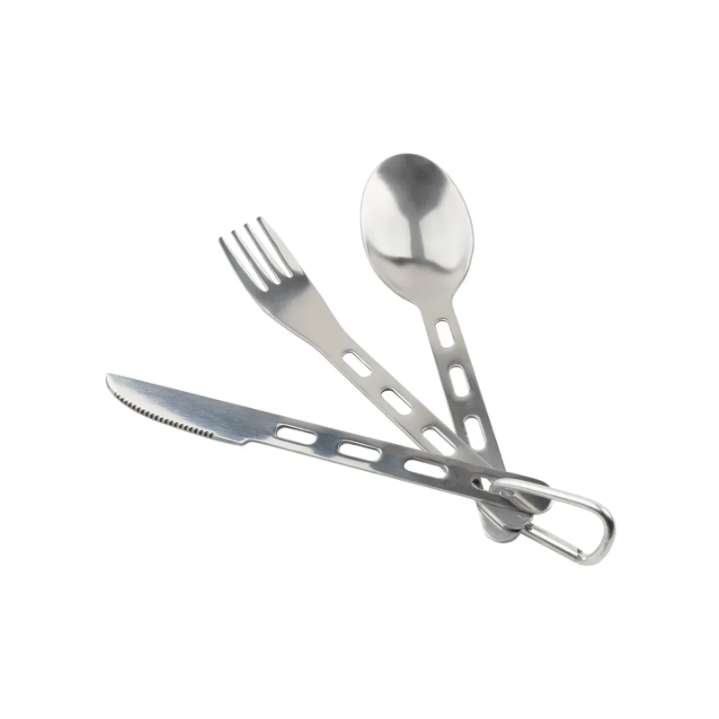 Набір столових приборів з карабіном Tribe Hiker Set із нержавіючої сталі (T-FC-0020-metal)